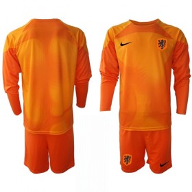 Camisetas Países Bajos Segunda Portero Copa Mundial 2022 Manga Larga - Niño (+ Pantalones)